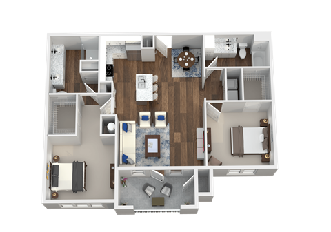 2 Bed 2 Bath 3D Floor Plan at Aventura at Wild Horse Creek, Chesterfield